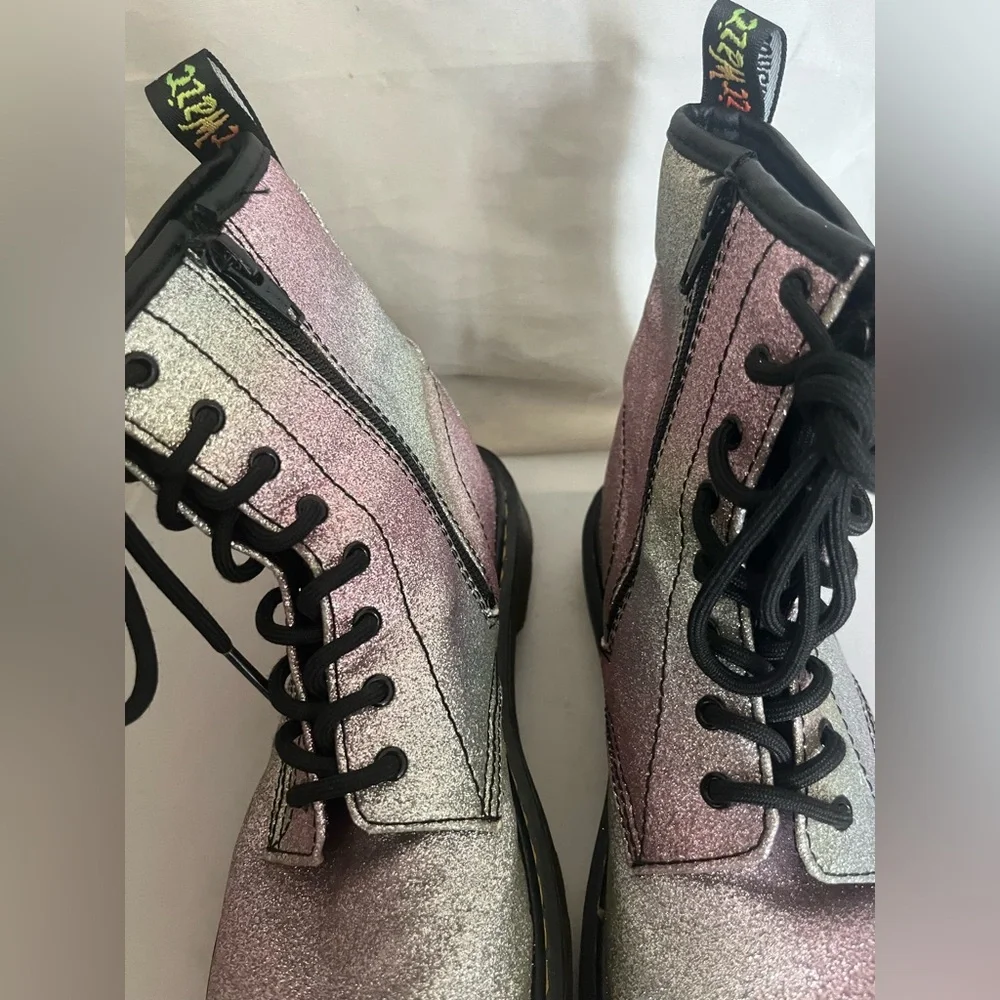 Dr. Martens Pink and Silver Glitter Boots 5 - Picture 2 of 8